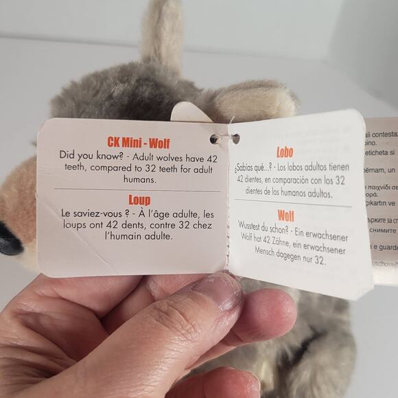 Wild Republic Eco-Friendly CK Mini Wolf Plush Toy 7" Grey White Soft With Tags - Picture 8 of 16